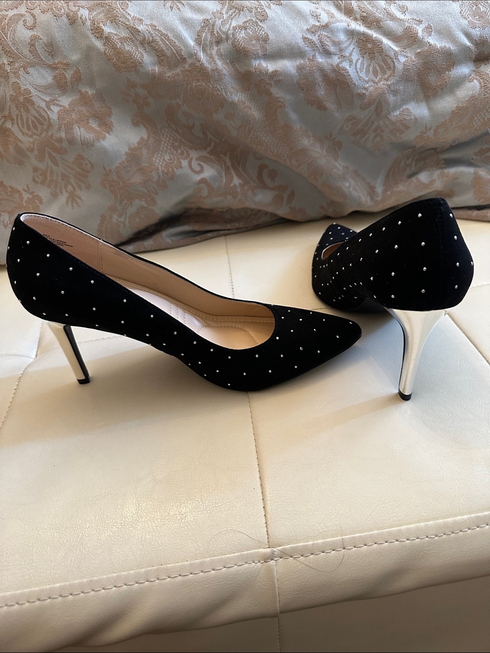 Adrienne Vittadini Black Rhinestone Pointed-Toe Pumps